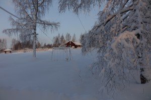 финский коттедж зимой    